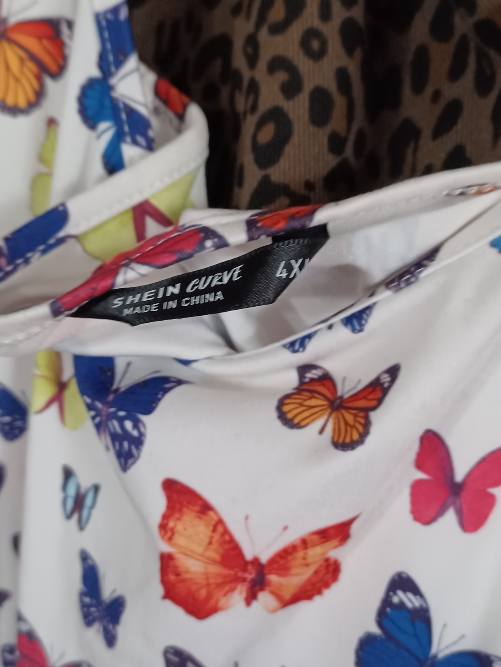SHEIN White Butterfly Print Dress